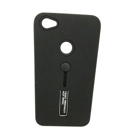 Capa Silicone Dura Kickstand Com Alça De Dedo Xiaomi Redmi Note 5a Prime Preto